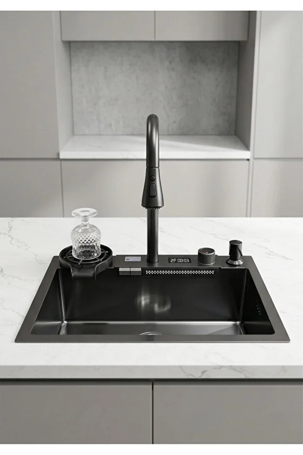 ROBO Dijital Akıllı Eviye Seti Siyah 60x45 cm ROBO Dijital Akıllı Eviye Seti Siyah 60x45 cm